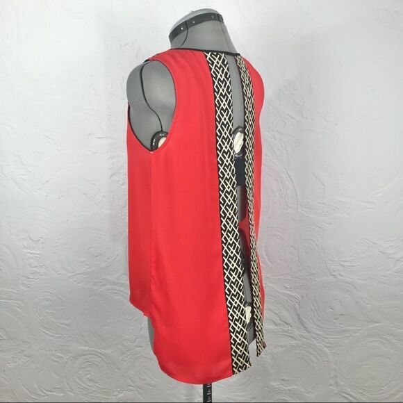 THML Red Sleeveless Blouse with Geometric Trim-S - Picture 6 of 12